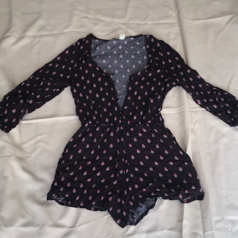 Purple romper with 3/4 sleeves